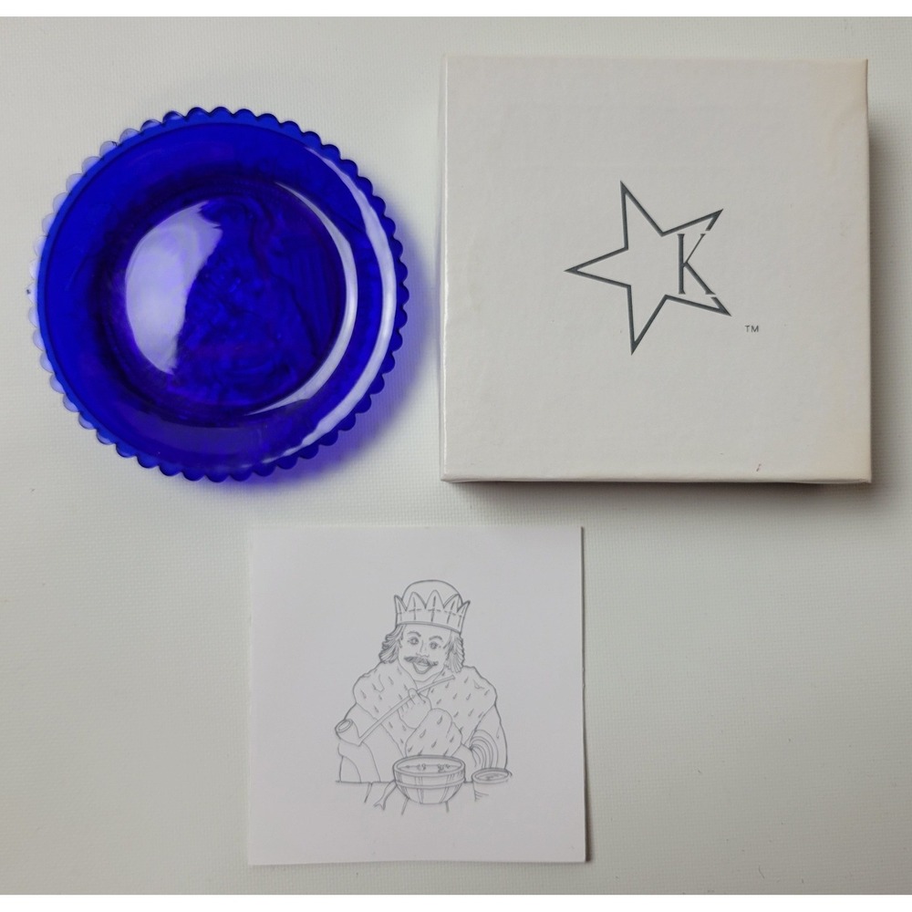 Fenton Art Glass Old King Cole Cobalt Blue Cup Plate Kaleidoscope Nursery Rhyme‎